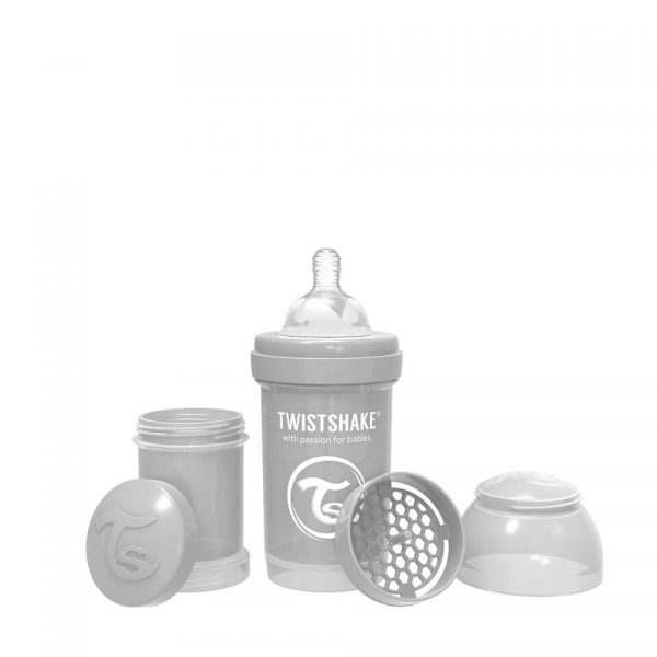 Антиколиковая бутылочка Twistshake для кормления 180 мл. Пастельный серый