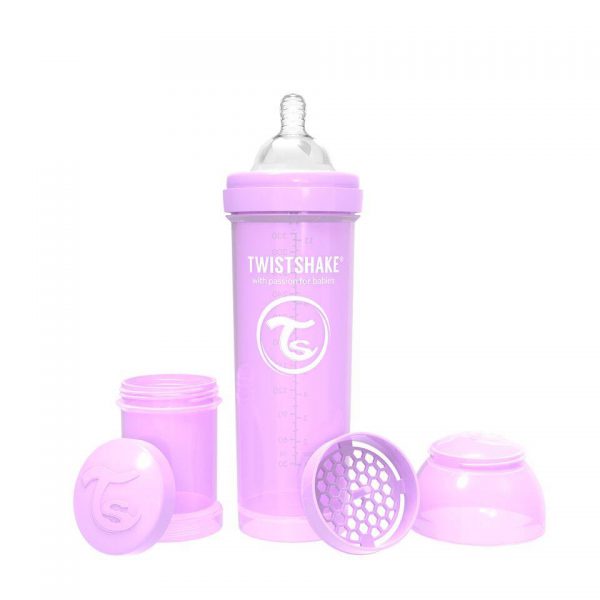 Антиколиковая бутылочка Twistshake для кормления 330 мл. Пастельный фиолетовый