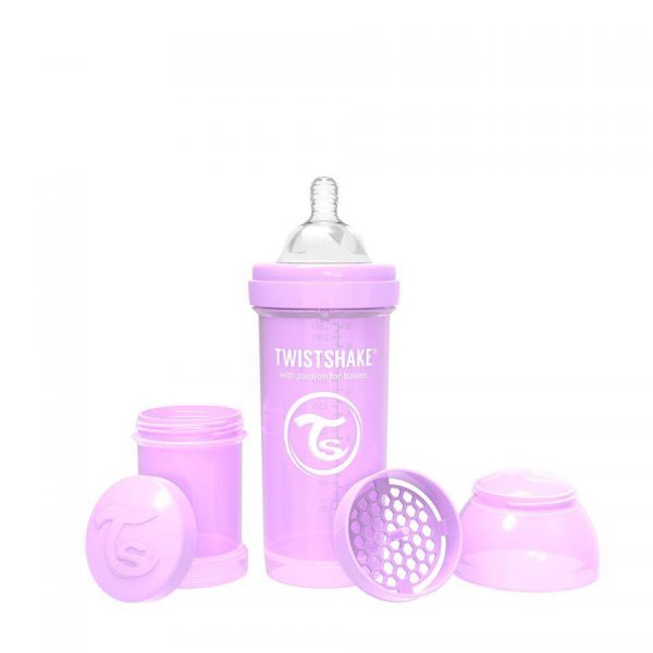 Антиколиковая бутылочка Twistshake для кормления 260 мл. Пастельный фиолетовый