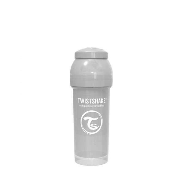 Антиколиковая бутылочка Twistshake для кормления 260 мл. Пастельный серый